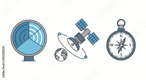 Vector Illustration of a Modern Satellite Orbiting Earth.