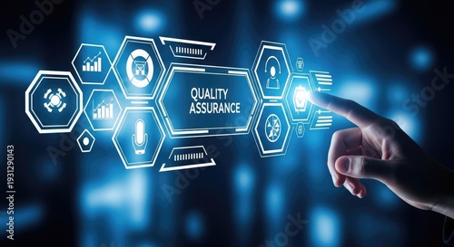 Quality assurance concept with futuristic interface