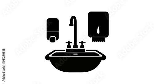 Hygiene and Sanitation Equipment Sink, Soap Dispenser, and Paper Towel Holder - Essential for Cleanliness