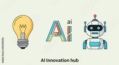 Colorful AI Logo with Lightbulb and Robot Icon.