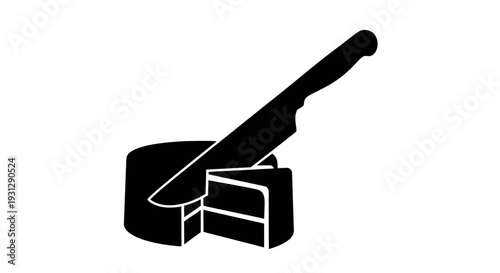 A sharp knife cutting into a delicious cake, ready to be served and enjoyed at any celebration or party