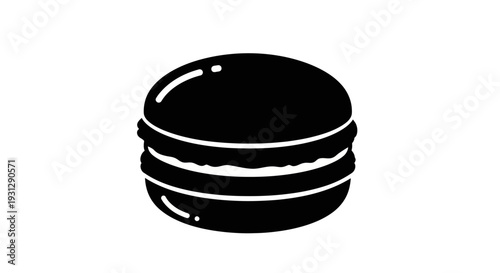 Delicious Chocolate Macaron Silhouette - A Simple and Elegant Icon for Sweet Treats and Desserts