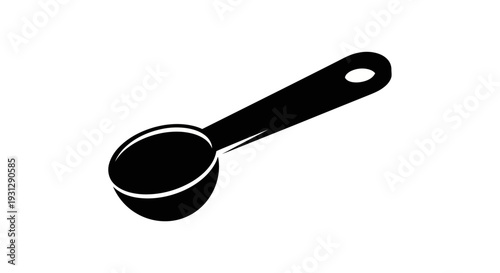 Simple black and white vector illustration of a single measuring spoon, ideal for culinary or scientific contexts