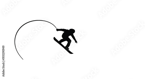 A snowboarder performs a trick in mid-air with a wake behind them