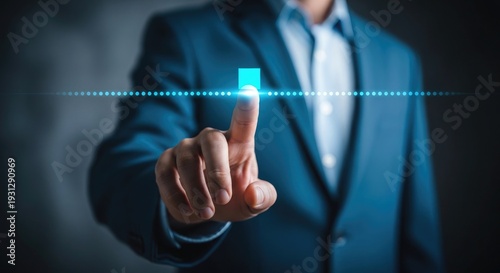 Businessman interacting with futuristic digital interface