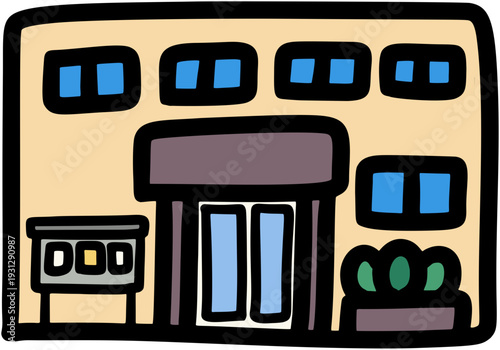 civic centre Building, Town Hall Flat Vector