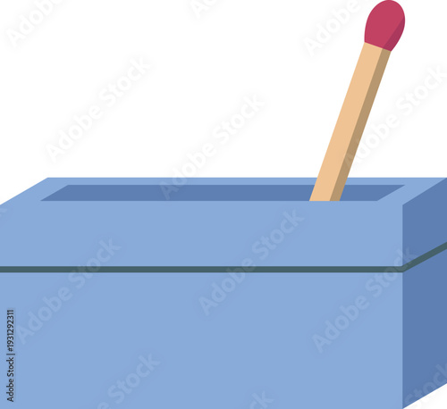 Matchbox With Single Match Illustration