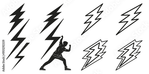 A person running with lightning bolts surrounding them in a dynamic and energetic scene