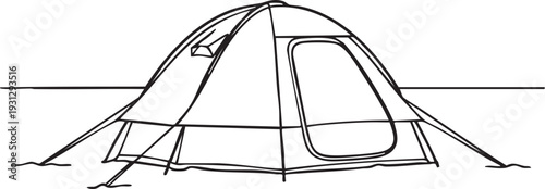 Camping Tent Line Drawing Illustration