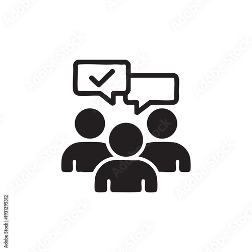 Vector illustration of people discussing and agreeing on a decision in a meeting or group setting