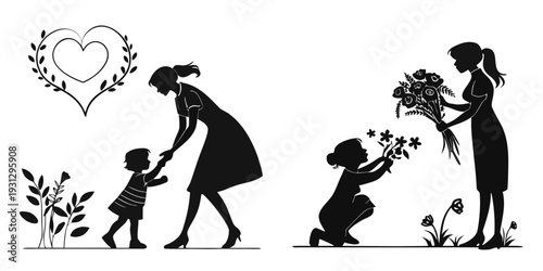 A heartwarming illustration of a mother's love and care for her child