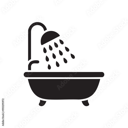 Person relaxing in a bathtub with shower water pouring from the faucet in a bathroom setting