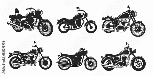 Six vintage motorcycles showcasing classic designs and engineering