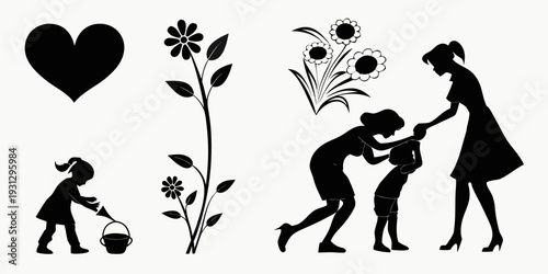 Illustration of love, growth, and support in a garden setting