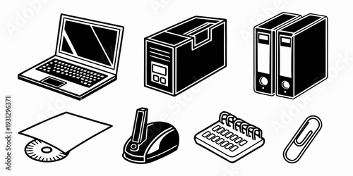 Assorted office equipment and accessories on a desk.