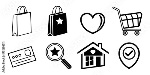 A collection of various icons representing shopping, safety, and services