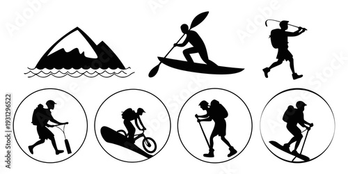 Illustrations of various outdoor activities and sports