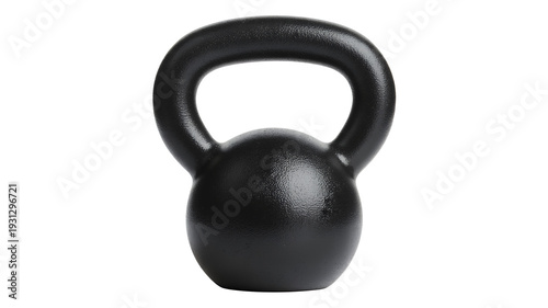 Black kettlebell on white background weight fitness isolated on a transparent background