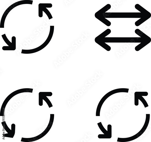 A set of four black arrows on a white background Vector