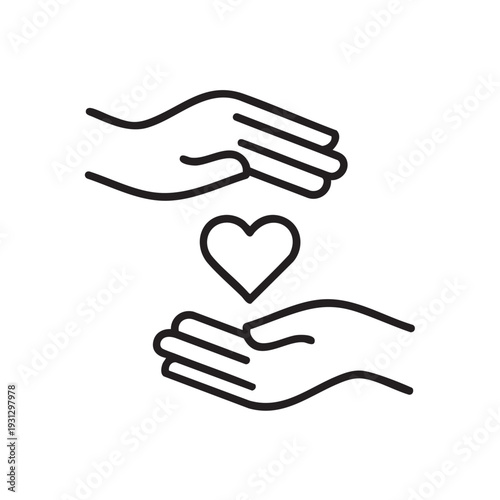 Two hands cradling a heart symbol with care and compassion