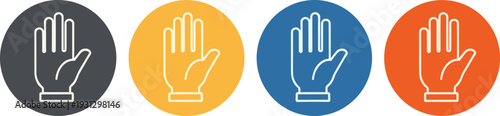 Protective Glove Icon Set in Round Flat Design – Safety and Hygiene Concept