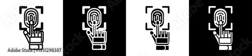 Robotic Arm Icon In Flat Version On Black And White Background