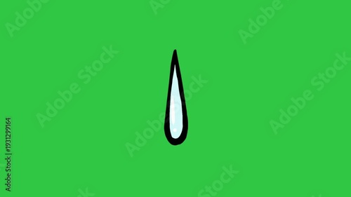 Cartoon sweat drop animation with blue water droplet on green screen background