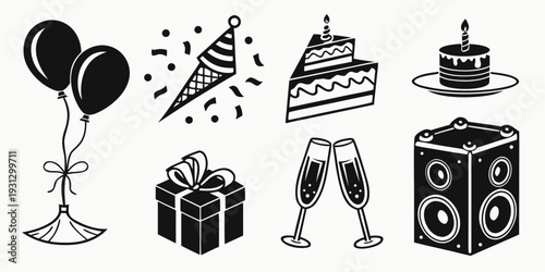 Celebration scene featuring cake, champagne, and party decorations