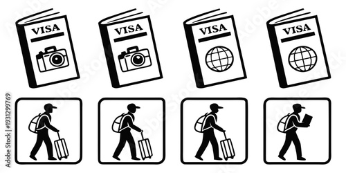 Illustrations of people with different mobility aids and their corresponding signs