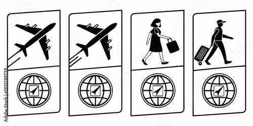 Illustrations of various modes of travel and their associated symbols