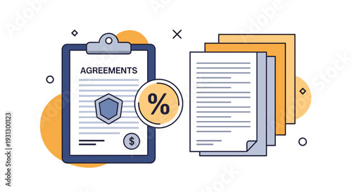 Legal business agreements and financial contract certification concept with official documentation and interest rate terms.
