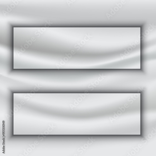 Realistic Clean White Banners with Shadow on Wavy Background  Modern Mockup & Minimalist Design