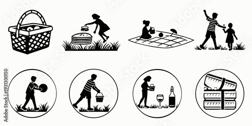 Illustrations of various activities and objects related to outdoor and winter sports