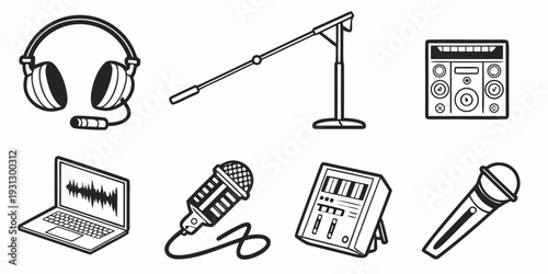 A collection of various items used for recording and presenting information