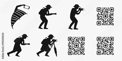 A collection of silhouettes of people engaging in various outdoor activities.