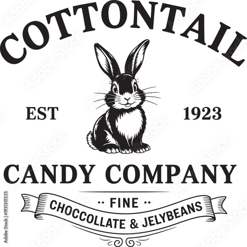 Cottontail Candy Company Vintage Rabbit Logo T-Shirt Design