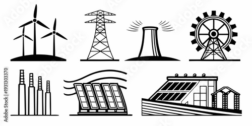 Illustration of various renewable energy sources and their applications
