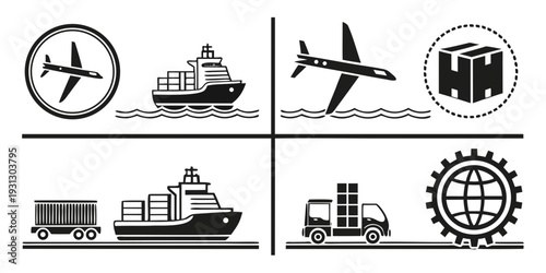 Icons representing various modes of transportation and infrastructure.
