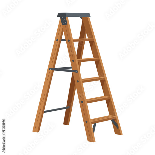 wooden ladder isolated on white