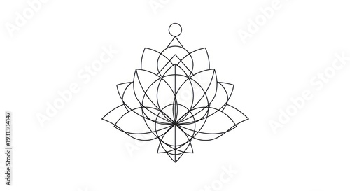 Geometric Lotus Flower Mandala Design.
