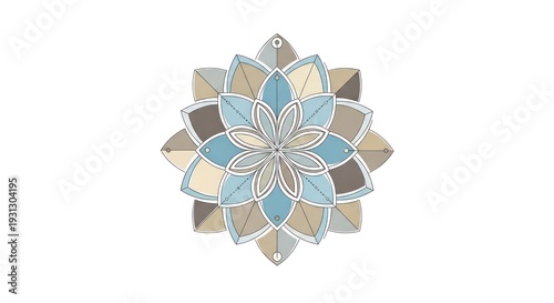 Geometric Mosaic Flower Design Element.