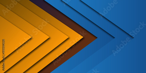 Yellow and blue striped architectural wall design with modern building pattern under the sky.