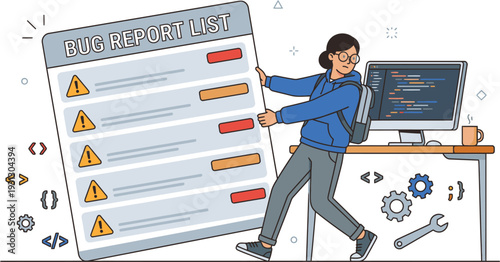 Tech startup developer corporate teamwork concept with programmer coding software development checklist