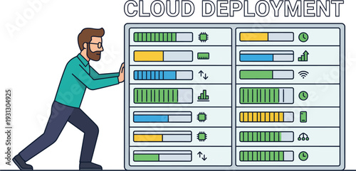 Tech Startup Developer Corporate Team Pushing Server for Cloud Deployment Software Development Coding Programming Teamwork