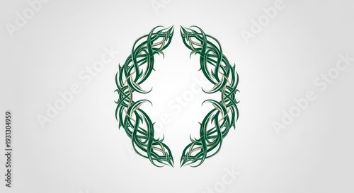 Green Leafy Wreath Design Element.
