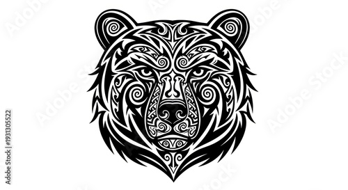 Intricate Black and White Tiger Head.