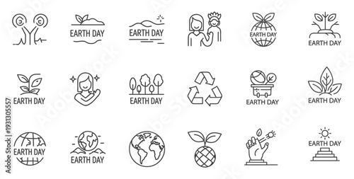 Green Geometry: Earth Day Icons