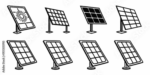 A variety of solar panels and renewable energy sources for sustainable power generation.