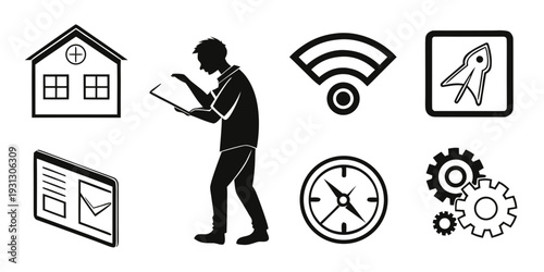 A person using a device to monitor various aspects of a smart home system.