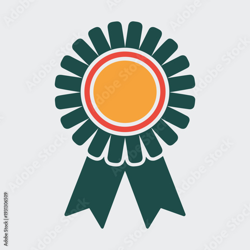 Vibrant rosette ribbon icon for awards and recognition
